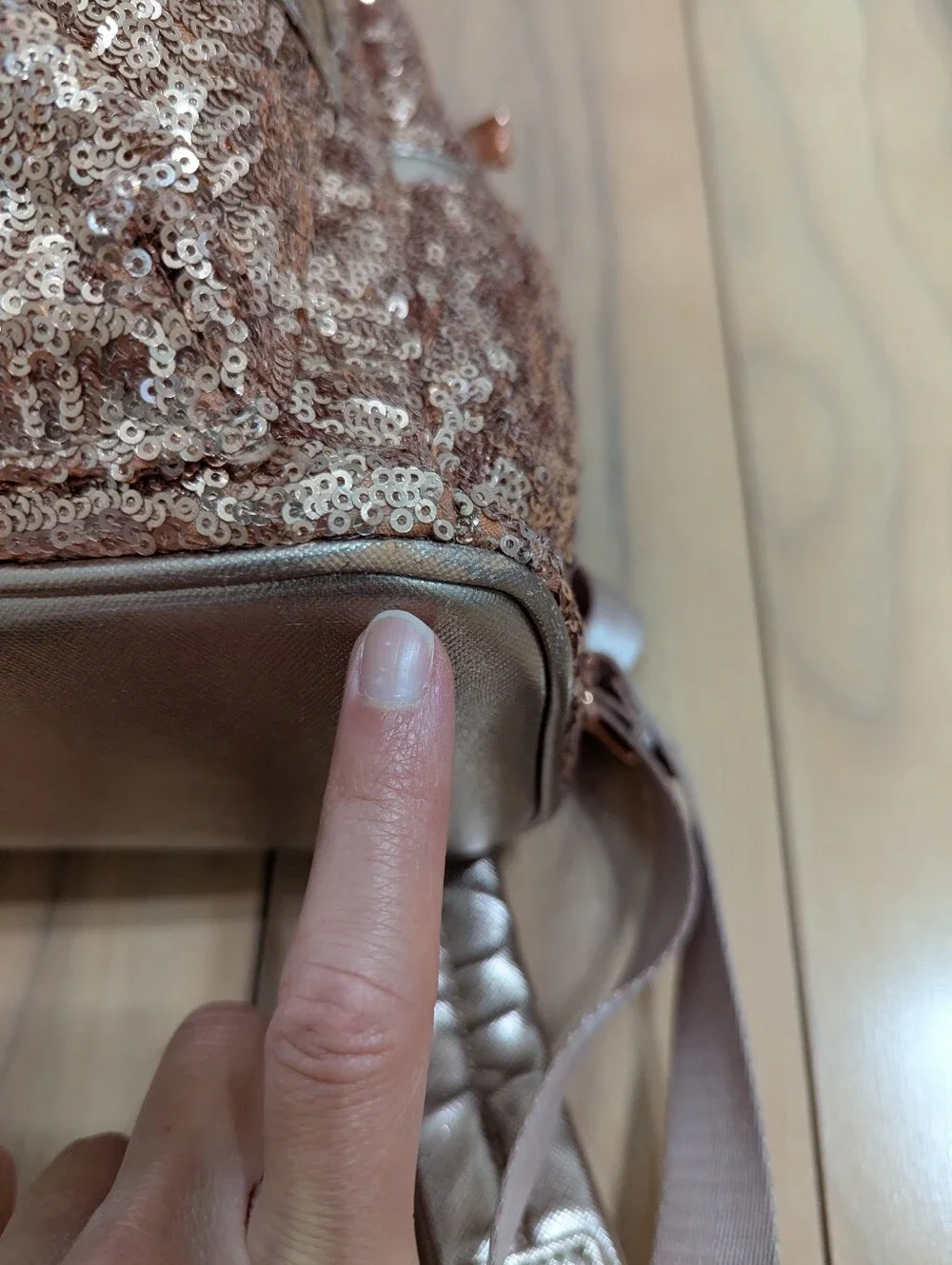 Loungefly Disney Parks Mickey Mouse Ears Rose Gold Sequin Mini Backpack